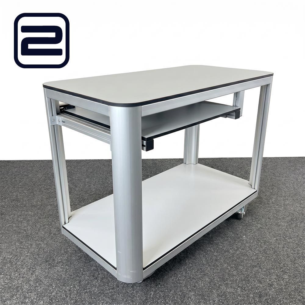TRESPA Tafel B60xD115xH86 - grijs / aluminium vierpoot TRESPA Tafel B60xD115xH86 - grijs / aluminium vierpoot