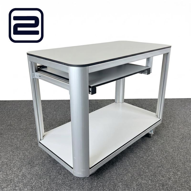 TRESPA Tafel B60xD115xH86 - grijs / aluminium vierpoot