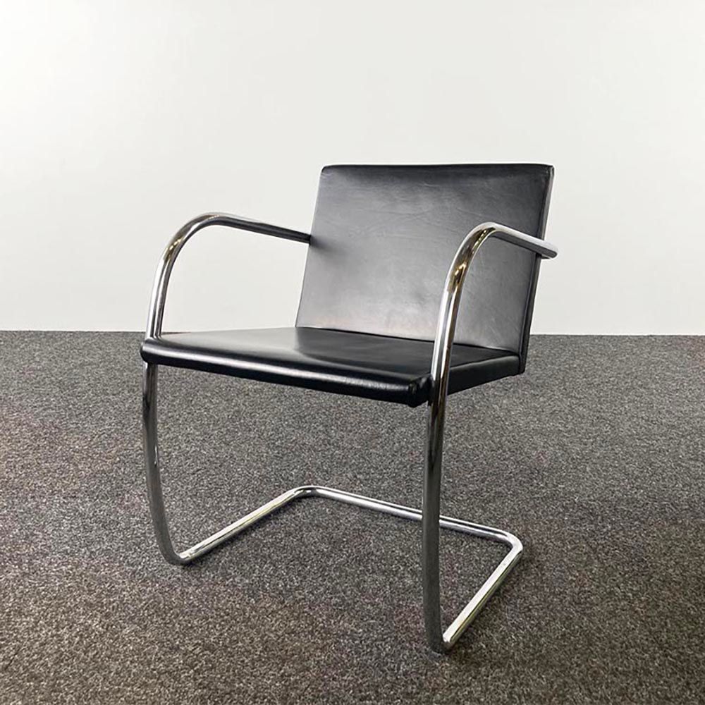 Ontvangststoel - zwart leder / chrome cantilever