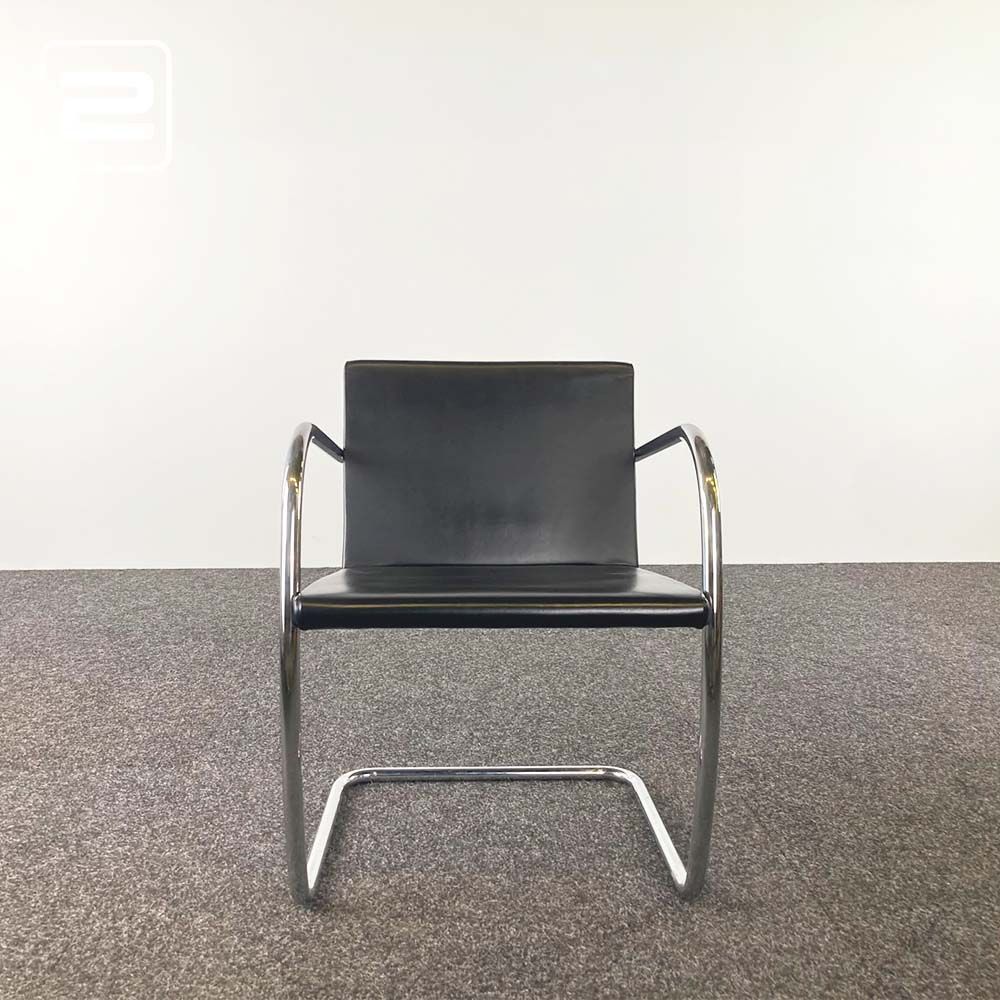 Ontvangststoel - zwart leder / chrome cantilever