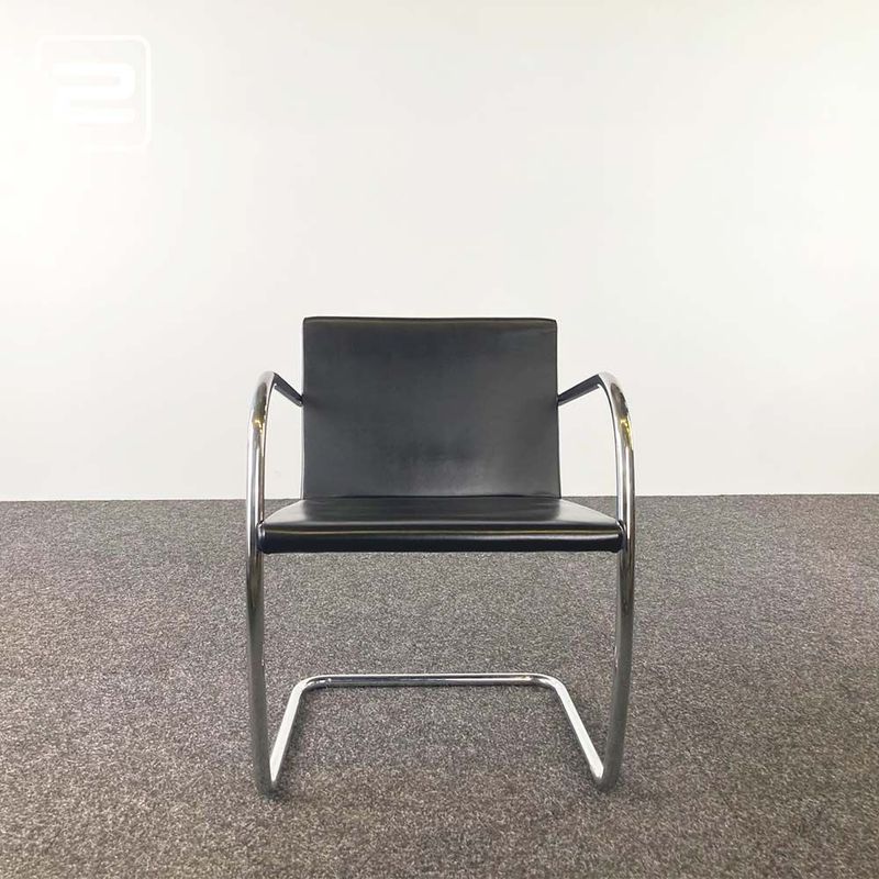 Ontvangststoel - zwart leder / chrome cantilever