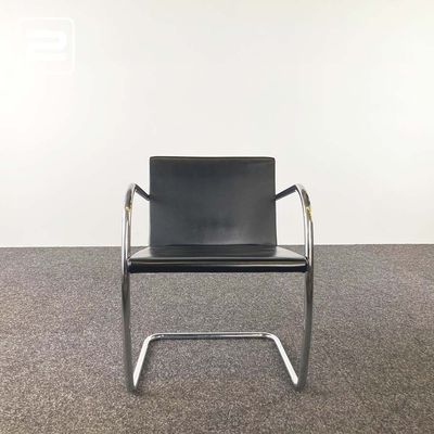 Ontvangststoel - zwart leder / chrome cantilever
