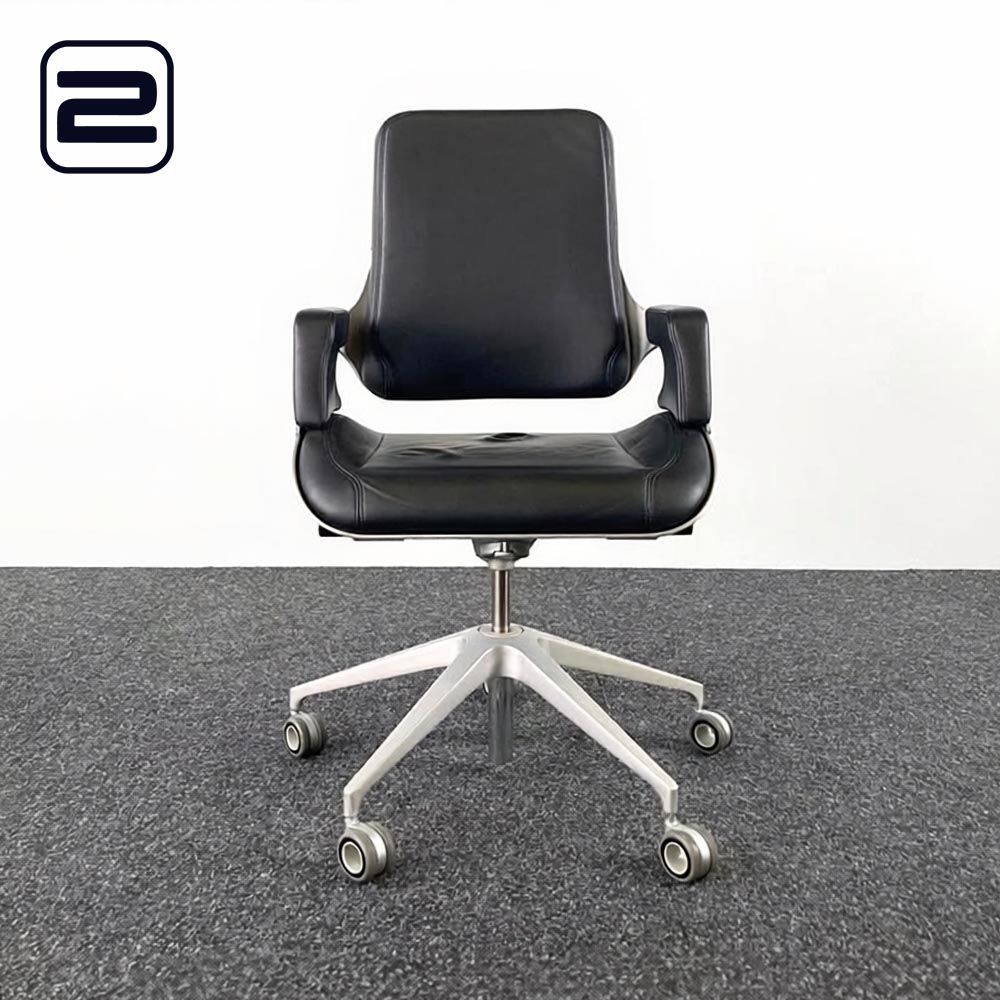 INTERSTUHL Silver 262S medium high Bureaustoel - zwart leder / aluminium kruisvoet