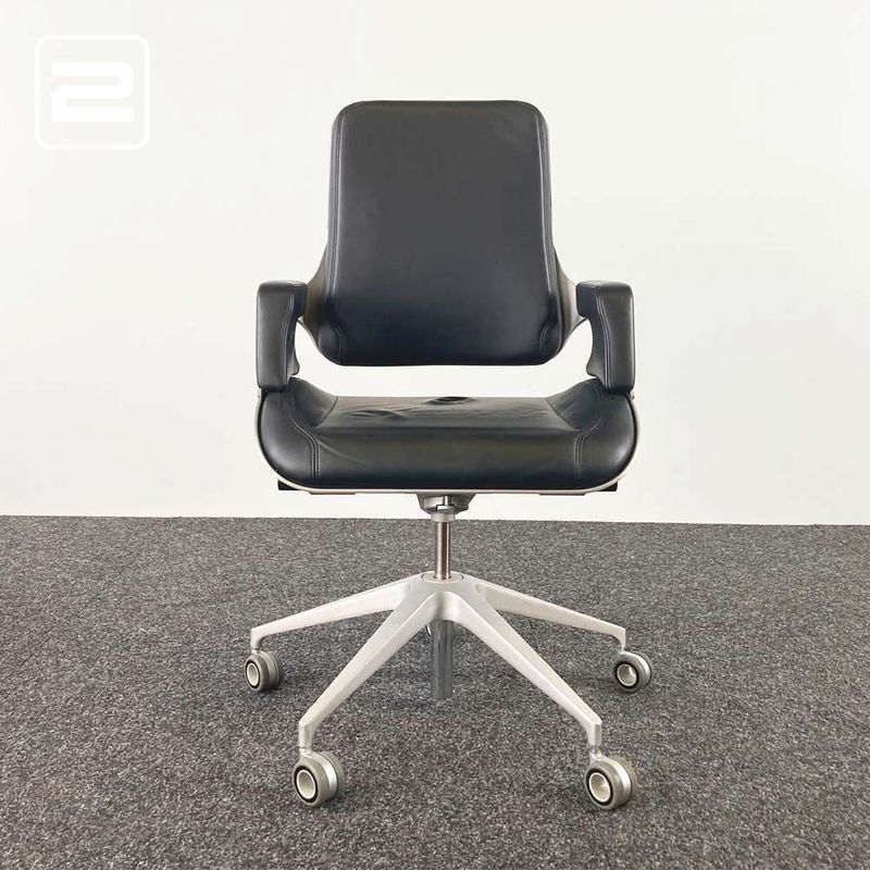 INTERSTUHL Silver 262S medium high Bureaustoel - zwart leder / aluminium kruisvoet
