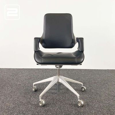 INTERSTUHL Silver 262S medium high Bureaustoel - zwart leder / aluminium kruisvoet INTERSTUHL Silver 262S medium high Bureaustoel - zwart leder / aluminium kruisvoet