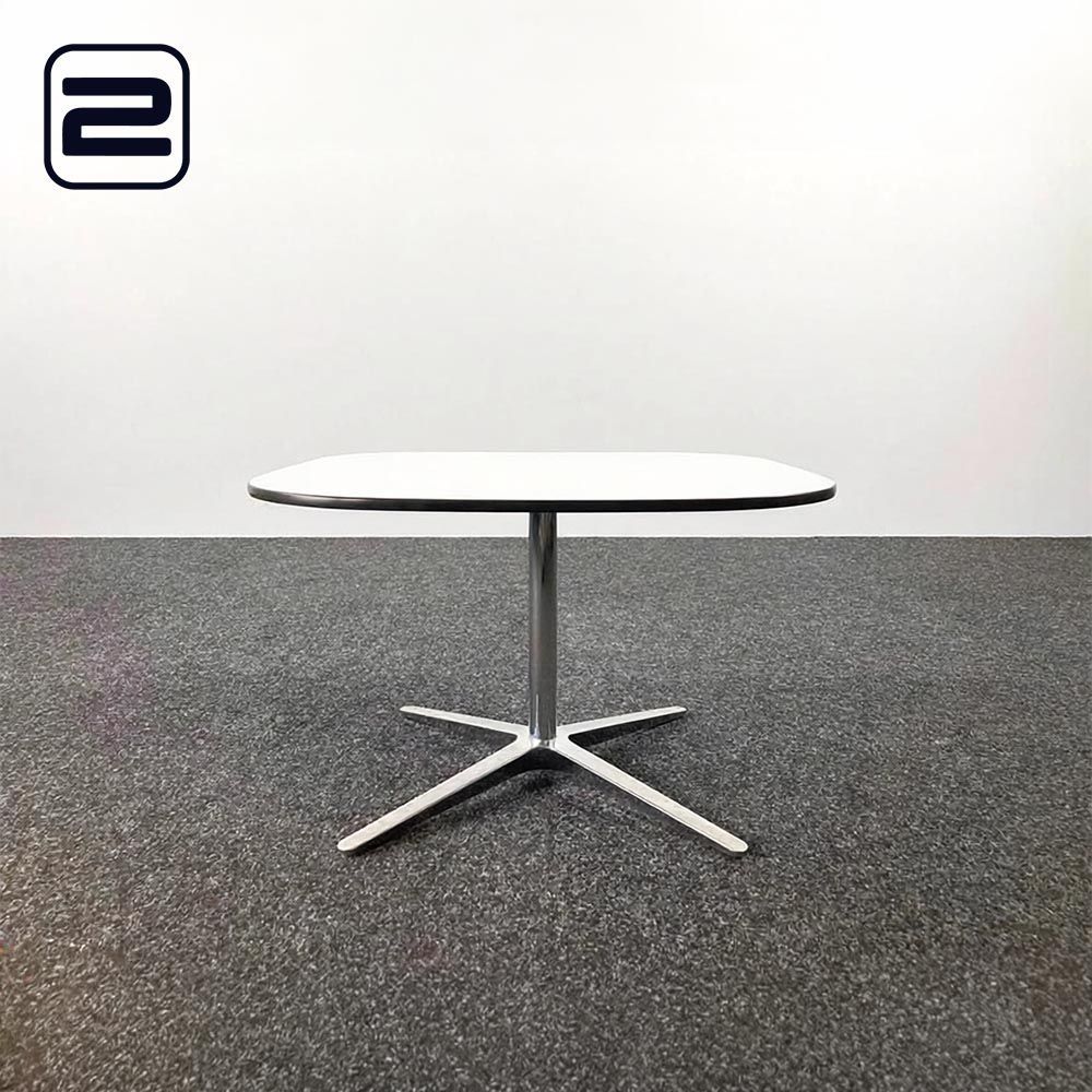 BENE Kantinetafel Vierkant B70xD70xH45 - wit melamine / chrome sterpoot BENE Kantinetafel Vierkant B70xD70xH45 - wit melamine / chrome sterpoot