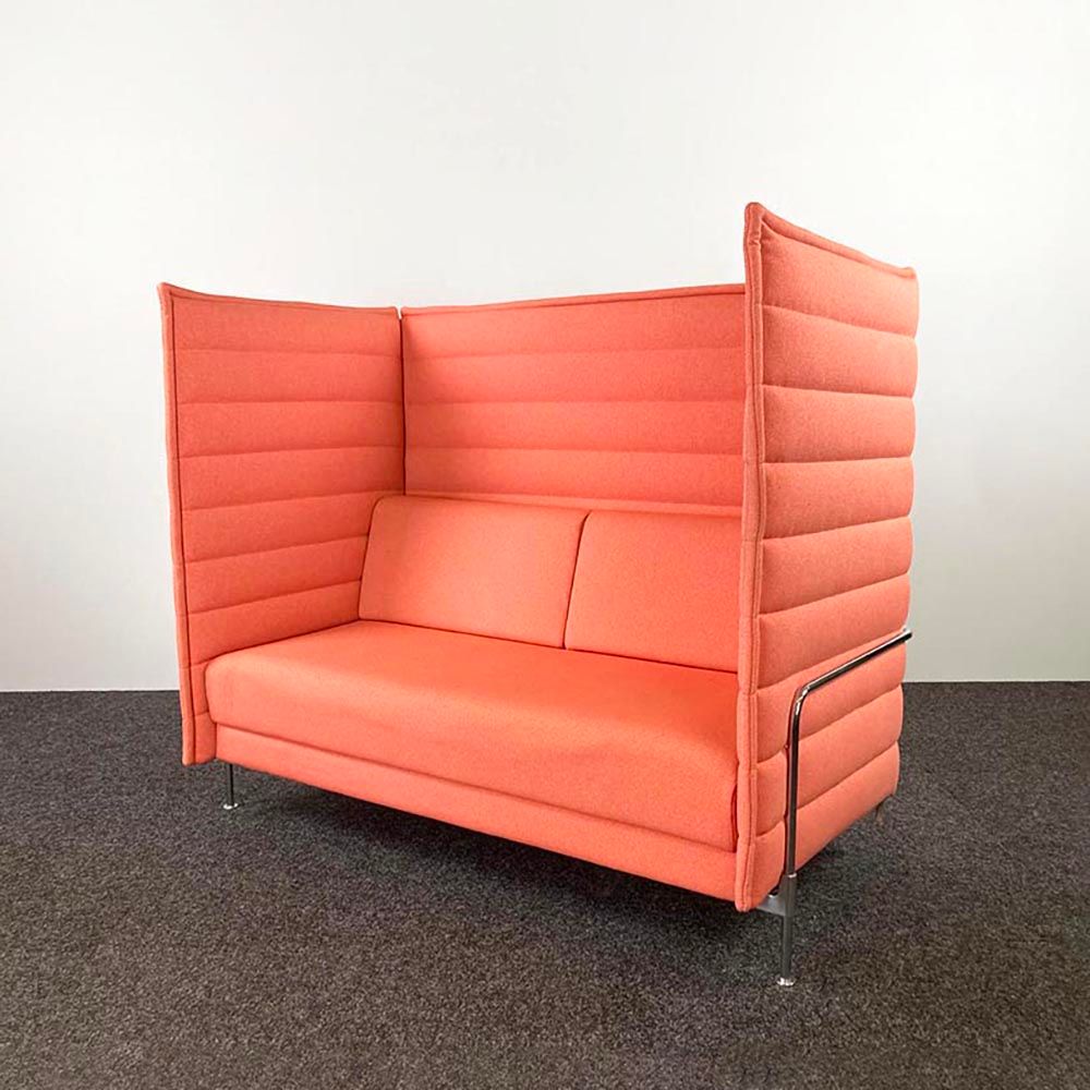 VITRA Alcove Zetel 2-zit B161xD85xH137 - zalmroze stof / chrome vierpoot