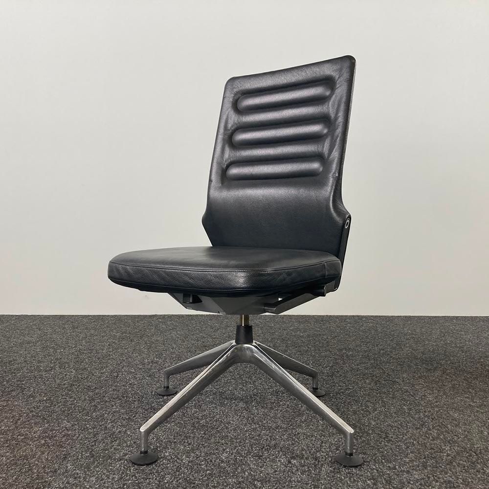 VITRA AC4 Conference Vergaderstoel - zwart leder / chrome kruisvoet