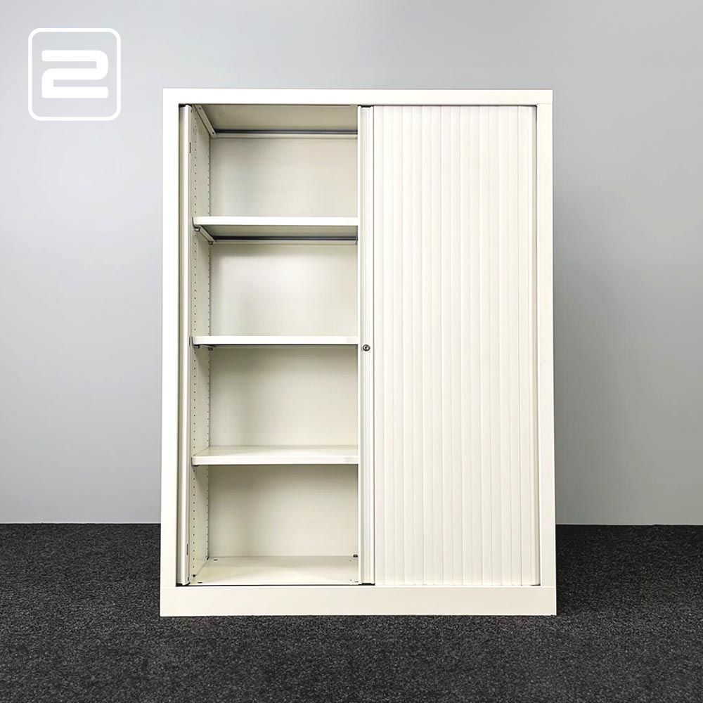 MERONI Halfh Vert Roldeurkast H161xB120xD43 - wit metaal MERONI Halfh Vert Roldeurkast H161xB120xD43 - wit metaal