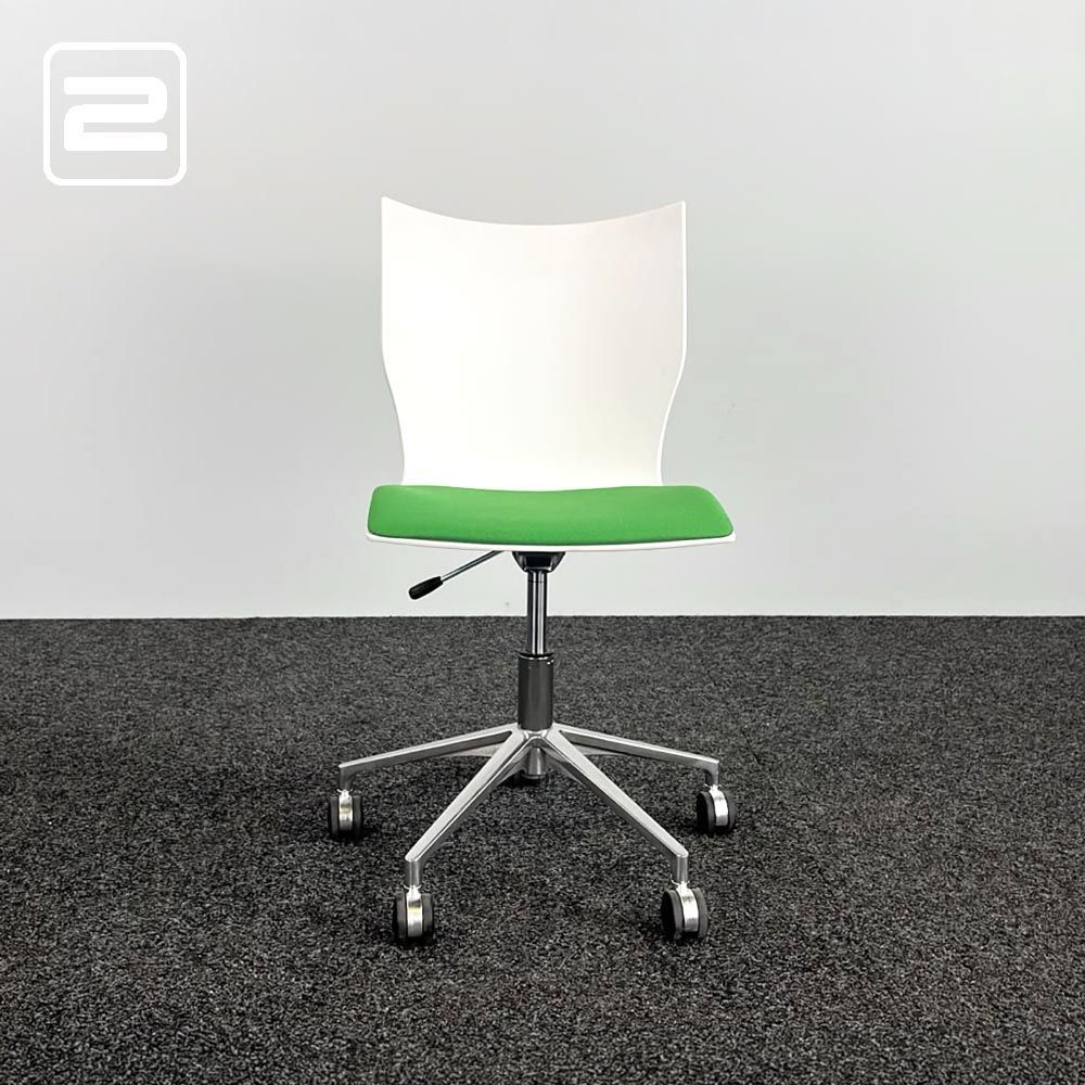 CASALA Swivelstoel - wit kunstof / groen stof / chrome kruisvoet CASALA Swivelstoel - wit kunstof / groen stof / chrome kruisvoet