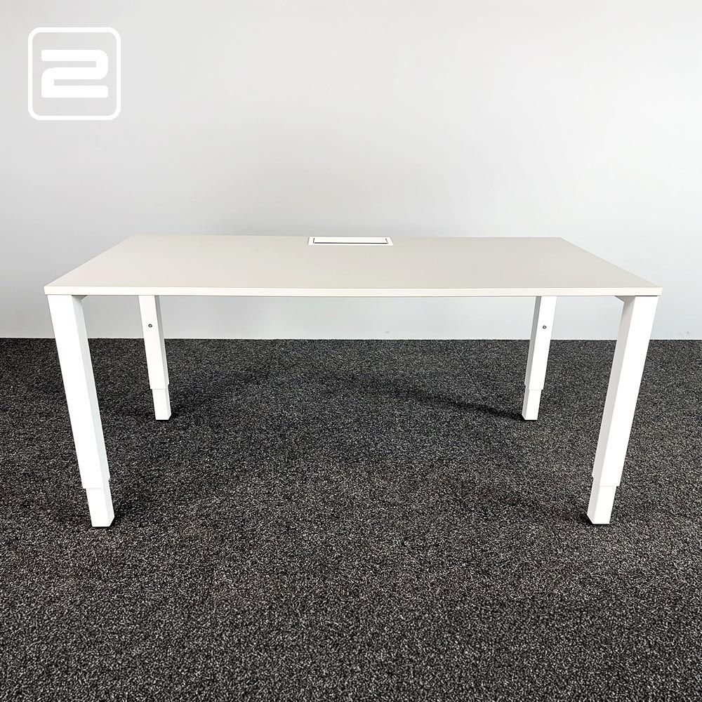 PAMI Bureau B160xD80xH62-82 - lichtgrijs / wit metaal vierpoot PAMI Bureau B160xD80xH62-82 - lichtgrijs / wit metaal vierpoot