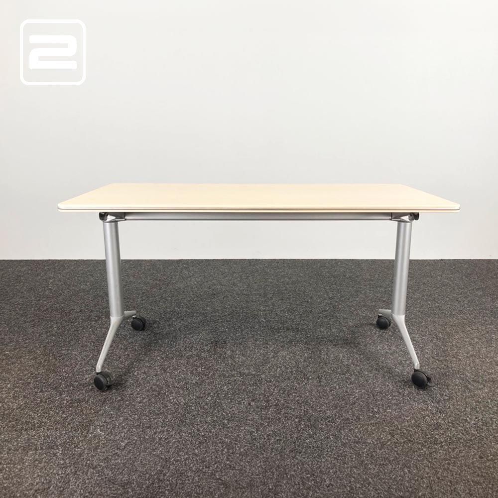 Plooitafel B140xD67xH73 - licht hout melamine / grijs metaal y-poot Plooitafel B140xD67xH73 - licht hout melamine / grijs metaal y-poot