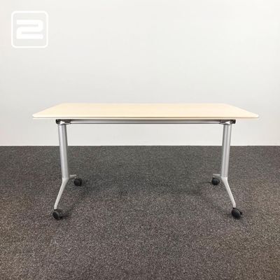 Plooitafel B140xD67xH73 - licht hout melamine / grijs metaal y-poot