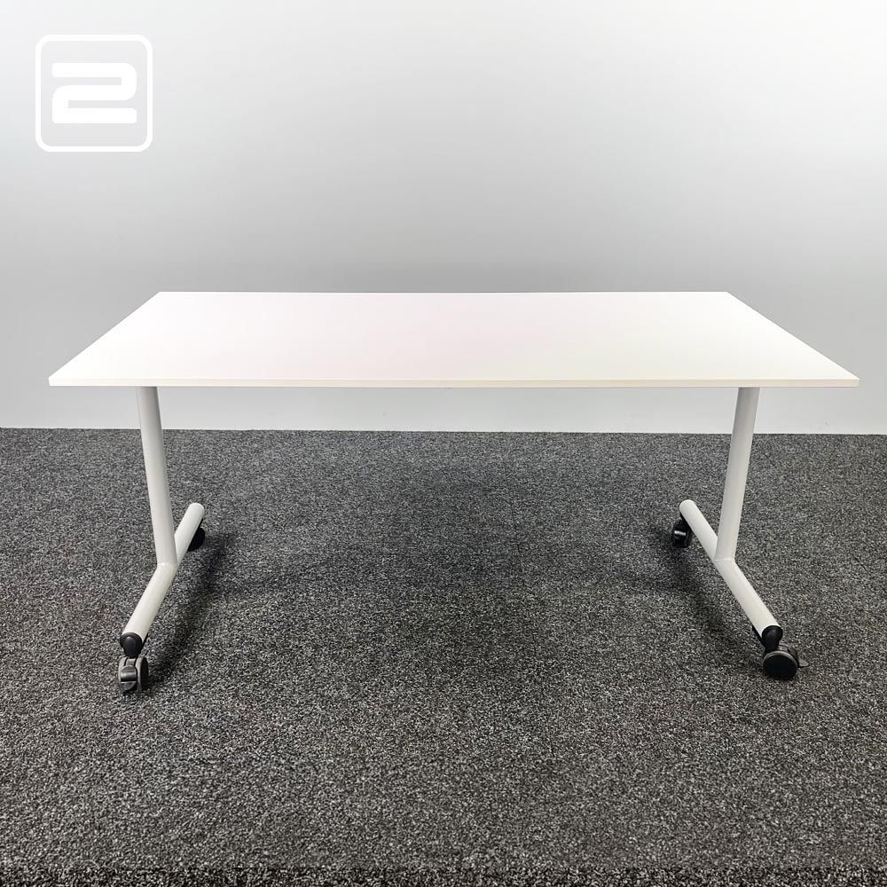 AHREND Monotop board rectangular Kantinetafel B160xD80xH76 - wit melamine / grijs metaal t-poot AHREND Monotop board rectangular Kantinetafel B160xD80xH76 - wit melamine / grijs metaal t-poot