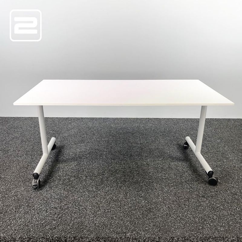 AHREND Monotop board rectangular Kantinetafel B160xD80xH76 - wit melamine / grijs metaal t-poot AHREND Monotop board rectangular Kantinetafel B160xD80xH76 - wit melamine / grijs metaal t-poot
