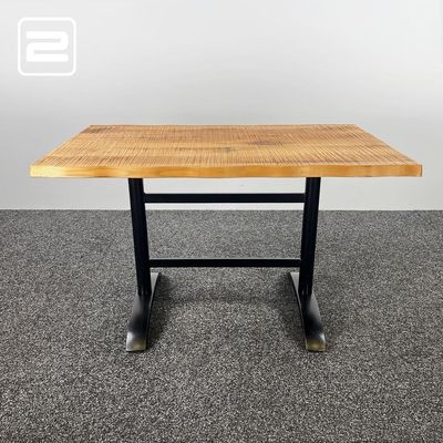 Kantinetafel B120xD73, 5xH75, 5 - massief hout / zwart metaal t-poot Kantinetafel B120xD73, 5xH75, 5 - massief hout / zwart metaal t-poot