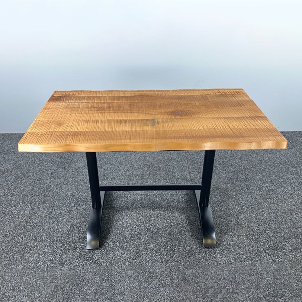 Kantinetafel B120xD73, 5xH75, 5 - massief hout / zwart metaal t-poot