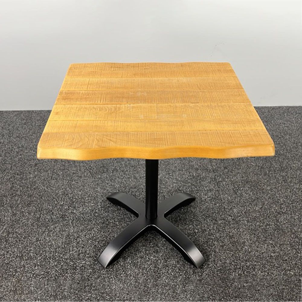 Kantinetafel Vierkant - massief hout / zwart metaal kruisvoet