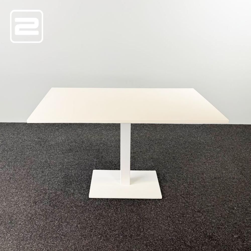 PEDRALI Kantinetafel B129xD79xH75 - wit melamine / wit metaal centrale poot PEDRALI Kantinetafel B129xD79xH75 - wit melamine / wit metaal centrale poot