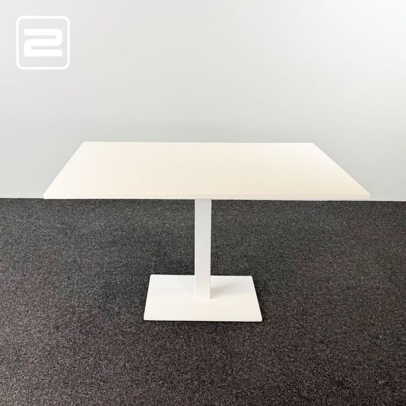 PEDRALI Kantinetafel B129xD79xH75 - wit melamine / wit metaal centrale poot
