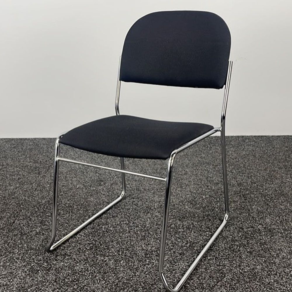 Zaalstoel Stapelbaar stapelbaar - zwart stof / chrome sledepoot