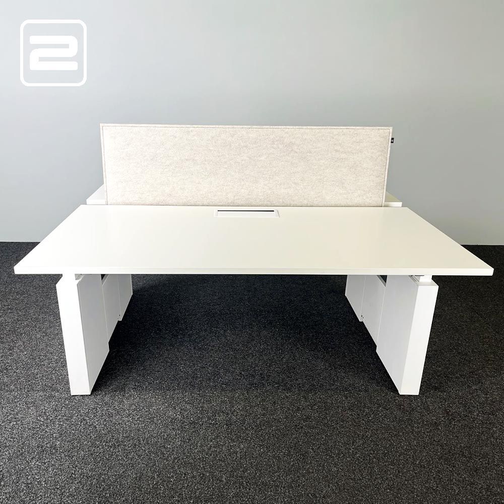 ROBBERECHTS Dubbele Workbench B160xD170xH75 - wit melamine / wit metaal wandpoot