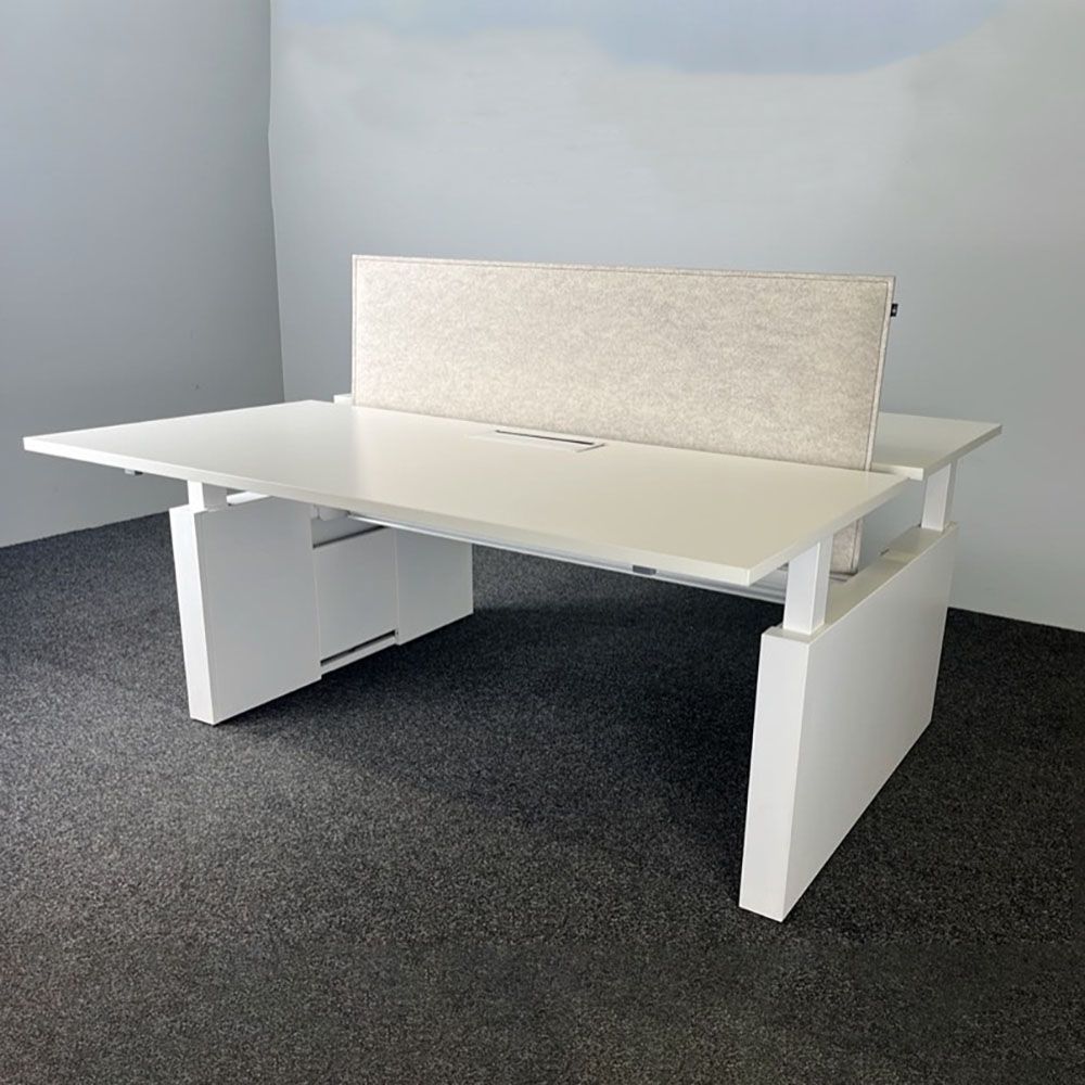 ROBBERECHTS Dubbele Workbench B160xD170xH75 - wit melamine / wit metaal wandpoot