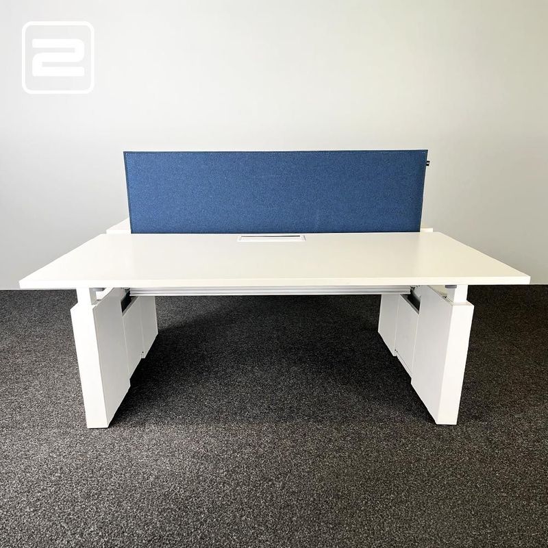 ROBBERECHTS Dubbele Workbench donkerblauw B160xD170xH75 - wit melamine / wit metaal wandpoot ROBBERECHTS Dubbele Workbench donkerblauw B160xD170xH75 - wit melamine / wit metaal wandpoot