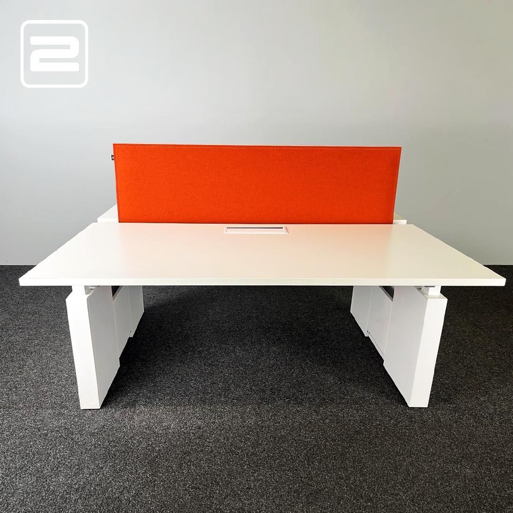 ROBBERECHTS Dubbele Workbench rood B160xD170xH75 - wit melamine / wit metaal wandpoot