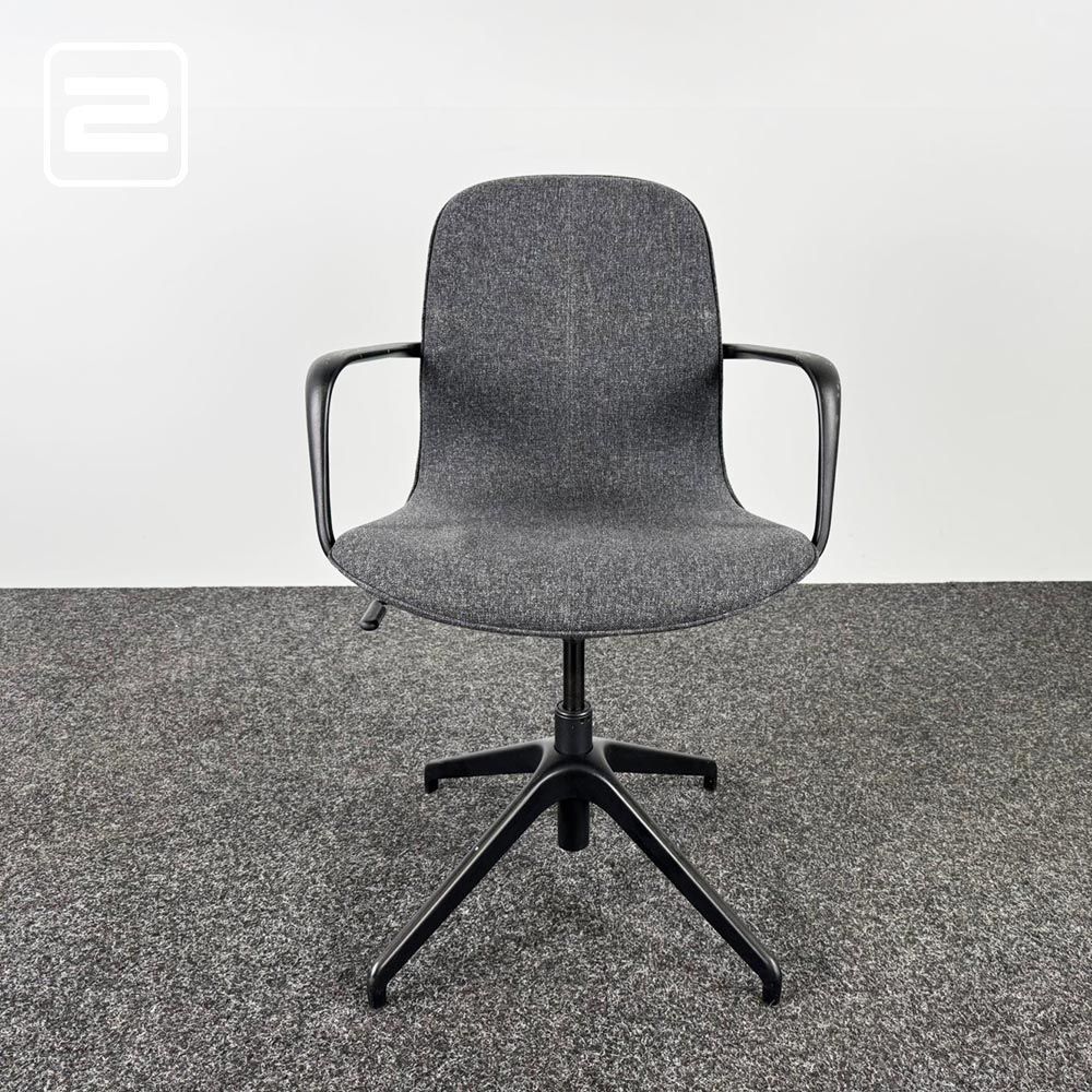 IKEA LÅNGFJÄLL Vergaderstoel - grijs textiel / zwart metaal kruisvoet