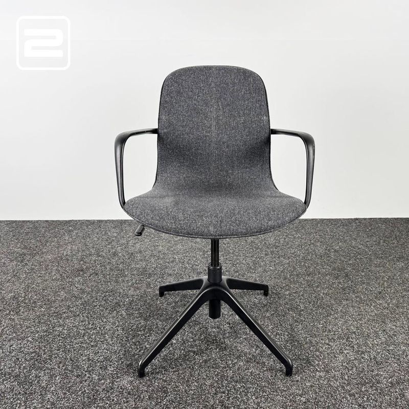 IKEA LÅNGFJÄLL Vergaderstoel - grijs textiel / zwart metaal kruisvoet