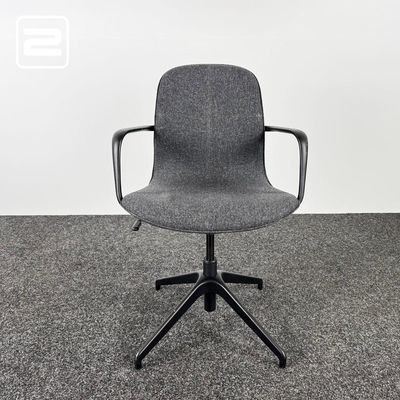 IKEA LÅNGFJÄLL Vergaderstoel - grijs textiel / zwart metaal kruisvoet IKEA LÅNGFJÄLL Vergaderstoel - grijs textiel / zwart metaal kruisvoet