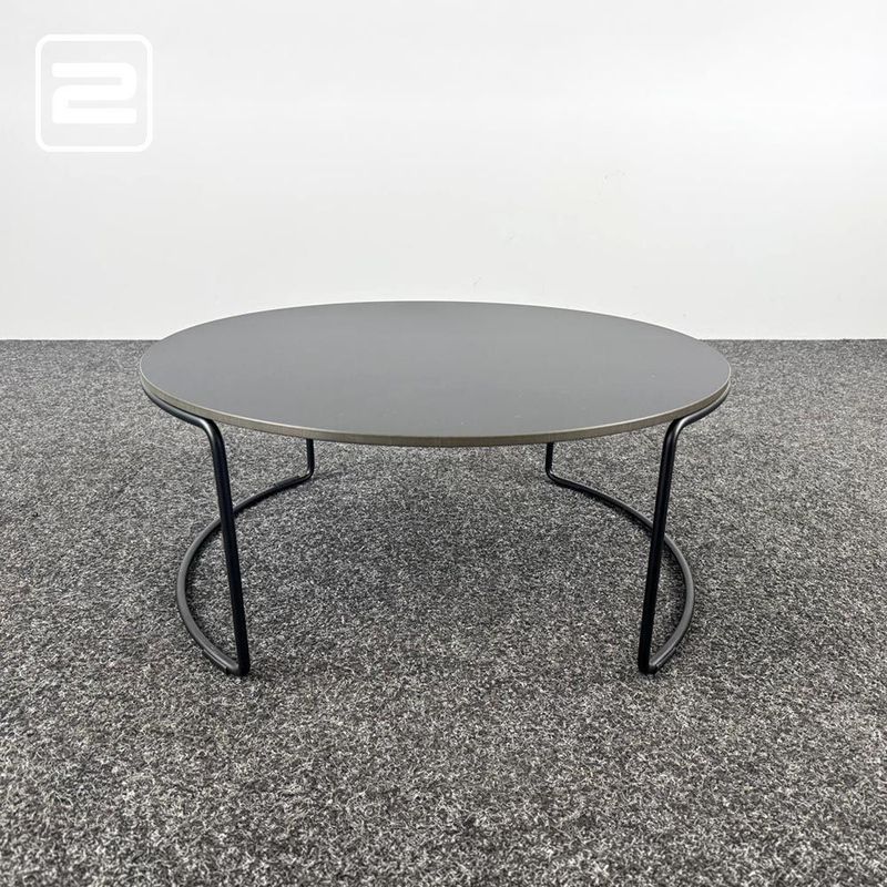 Bijzettafel Rond B70xD70xH30 - zwart kunststof / zwart metaal sledepoot