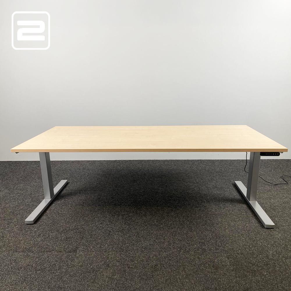 BULO Elektrisch Zit-Sta Bureau B200xD90xH64-130 - hout hpl / grijs metaal t-poot