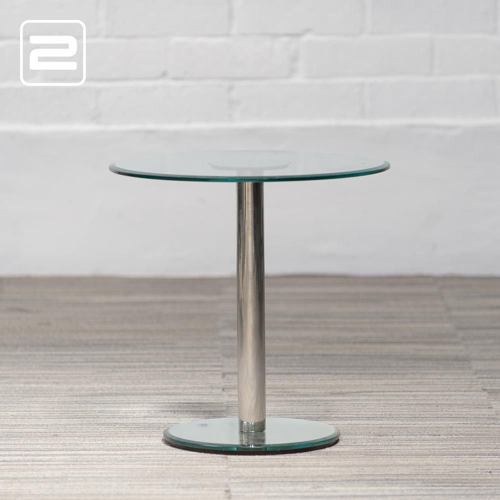 GALLOTTI & RADICE Bijzettafel Rond B50xD50xH50 - transparant glas en spiegel / chrome en spiegel centrale poot GALLOTTI & RADICE Bijzettafel Rond B50xD50xH50 - transparant glas en spiegel / chrome en spiegel centrale poot