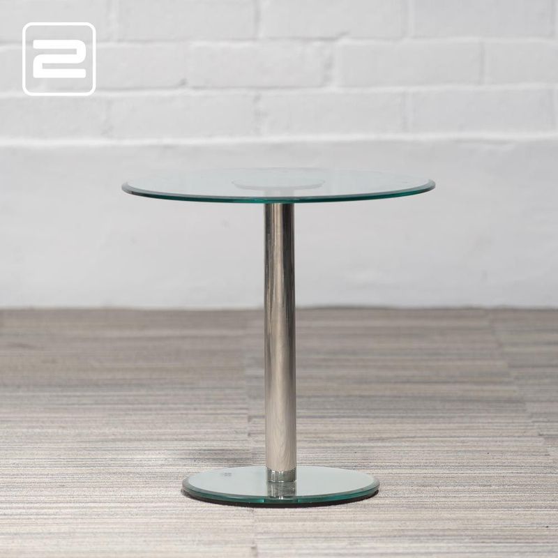 GALLOTTI & RADICE Bijzettafel Rond B50xD50xH50 - transparant glas en spiegel / chrome en spiegel centrale poot