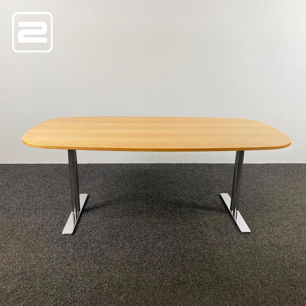 VITRA Tafel Ovaal B175xD90xH67 - hout / chrome t-poot