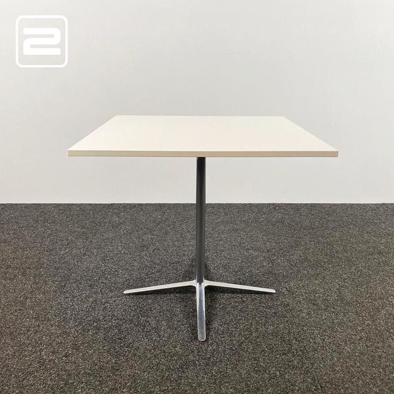 BENE Club Table Kantinetafel Vierkant design by Pearson Lloyd B80xD80xH74 - wit melamine / chrome kruisvoet