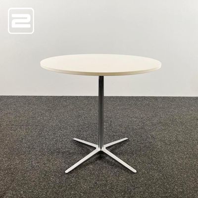 BENE Club Table Kantinetafel Rond design by Pearson Lloyd B80xD80xH74 - wit melamine / chrome kruisvoet
