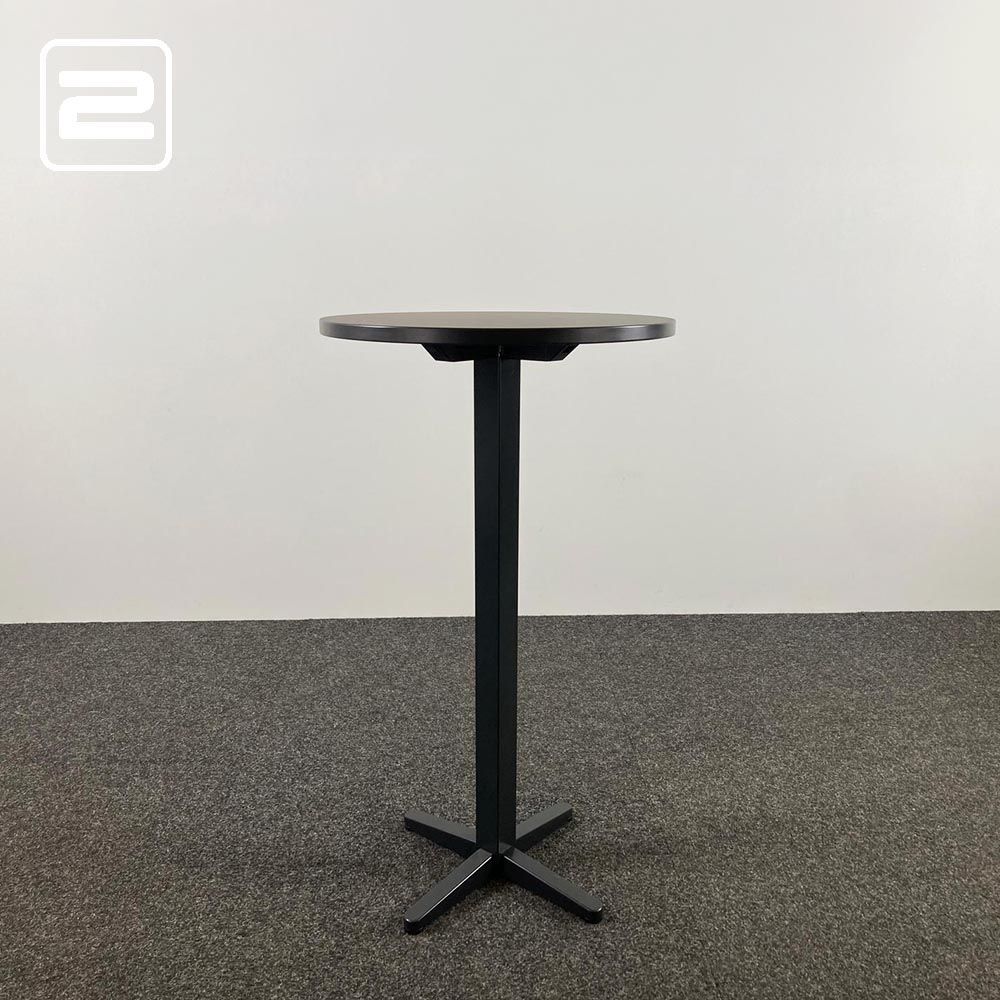 Bistro Table Kantinetafel Rond B60xD60xH110 - zwart hpl / zwart metaal kruisvoet