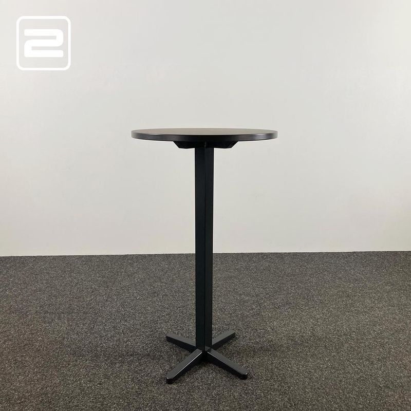 Bistro Table Kantinetafel Rond B60xD60xH110 - zwart hpl / zwart metaal kruisvoet