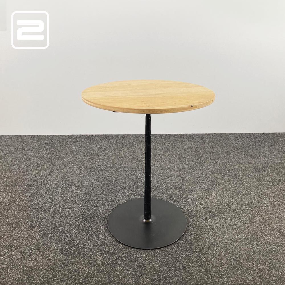 HEERENHUIS MANUFACTUUR Spike Kantinetafel Rond B60xD60xH74 - hout / zwart metaal centrale poot HEERENHUIS MANUFACTUUR Spike Kantinetafel Rond B60xD60xH74 - hout / zwart metaal centrale poot