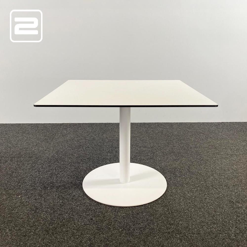 LAPALMA Brio Kantinetafel Vierkant B90xD90xH68-97 - wit melamine / wit metaal centrale poot
