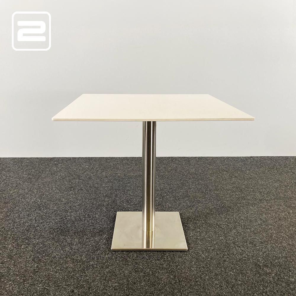 PEDRALI Kantinetafel Vierkant B79xD79xH75 - wit melamine / chrome centrale poot