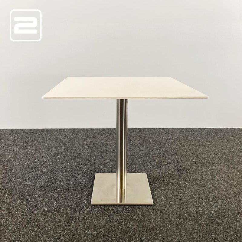 PEDRALI Kantinetafel Vierkant B79xD79xH75 - wit melamine / chrome centrale poot