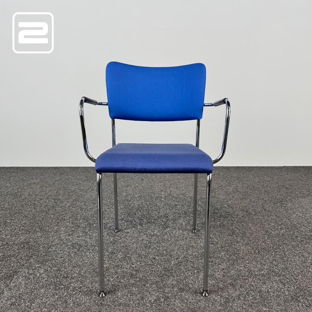 DIETIKER Bezoekersstoel - blauw stof / chrome vierpoot DIETIKER Bezoekersstoel - blauw stof / chrome vierpoot