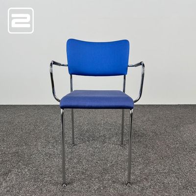 DIETIKER Bezoekersstoel - blauw stof / chrome vierpoot DIETIKER Bezoekersstoel - blauw stof / chrome vierpoot