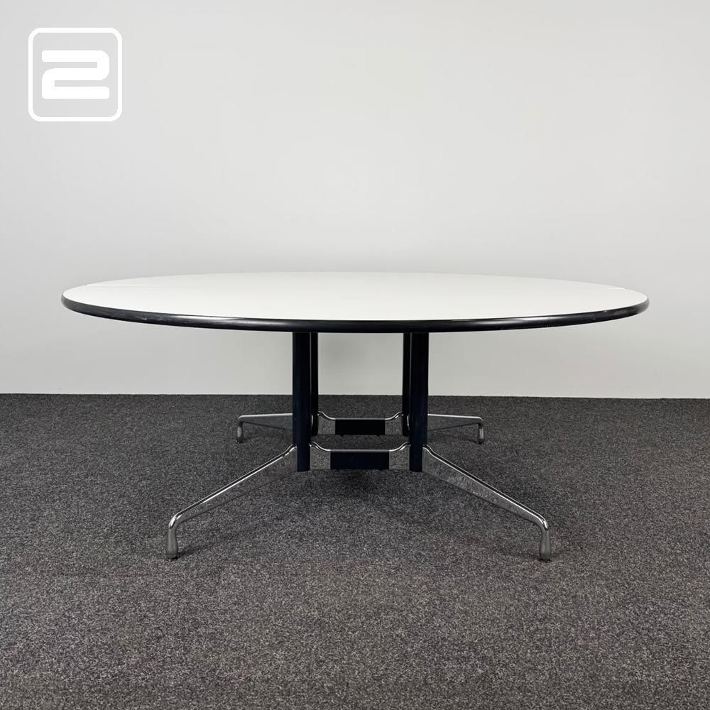 VITRA Segmented table Vergadertafel Rond design by Charles and Ray Eames B182xD182xH72 - wit hpl / chrome vierpoot VITRA Segmented table Vergadertafel Rond design by Charles and Ray Eames B182xD182xH72 - wit hpl / chrome vierpoot