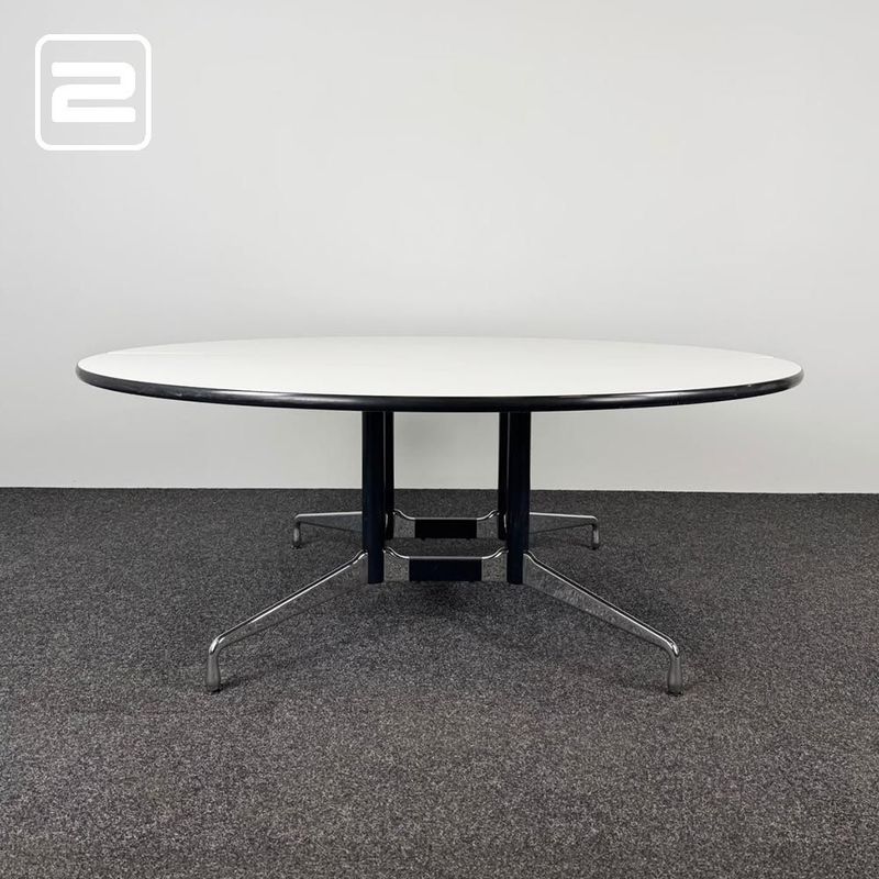 VITRA Segmented table Vergadertafel Rond design by Charles and Ray Eames B182xD182xH72 - wit hpl / chrome vierpoot VITRA Segmented table Vergadertafel Rond design by Charles and Ray Eames B182xD182xH72 - wit hpl / chrome vierpoot