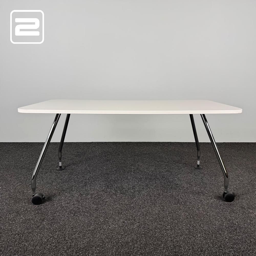 VITRA Ad Hoc Bureau Verrijdbaar design by Antonio Citterio B160xD80xH72, 5 - wit melamine / chrome vierpoot